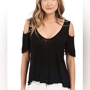 NWT Free People Bittersweet Cold Shoulder Tee Black Size Medium